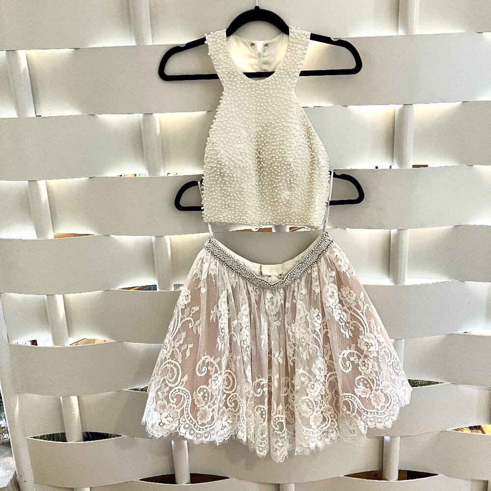 Sherri Hill Formal Crop Top & Mini Skirt Size 6